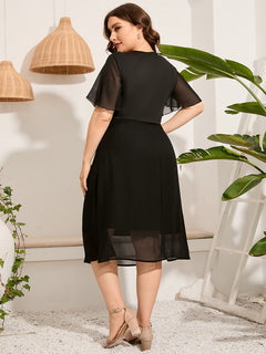 Midnight V-Neck Plus Size Black Dress