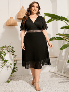 Midnight V-Neck Plus Size Black Dress