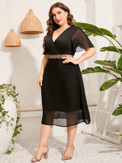 Midnight V-Neck Plus Size Black Dress