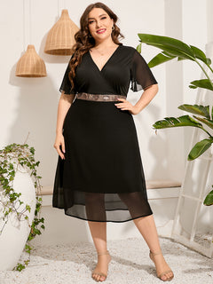 Midnight V-Neck Plus Size Black Dress