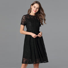 Plus Size Little Black Dress - Summer Lace A-Line Dress