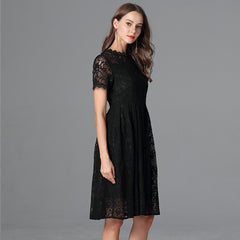 Plus Size Little Black Dress - Summer Lace A-Line Dress