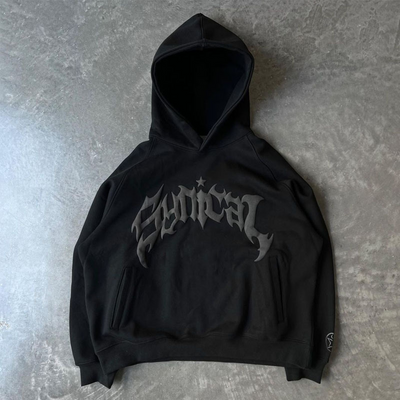 Vintage Black Gothic Zip Hoodie