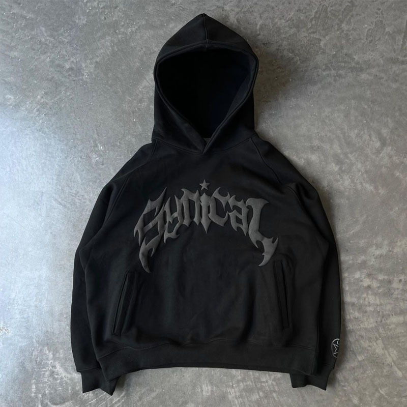 Vintage Black Gothic Zip Hoodie