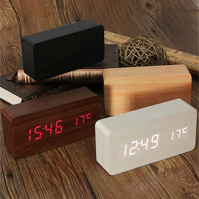 Chic Sound Control LED Wooden Clock