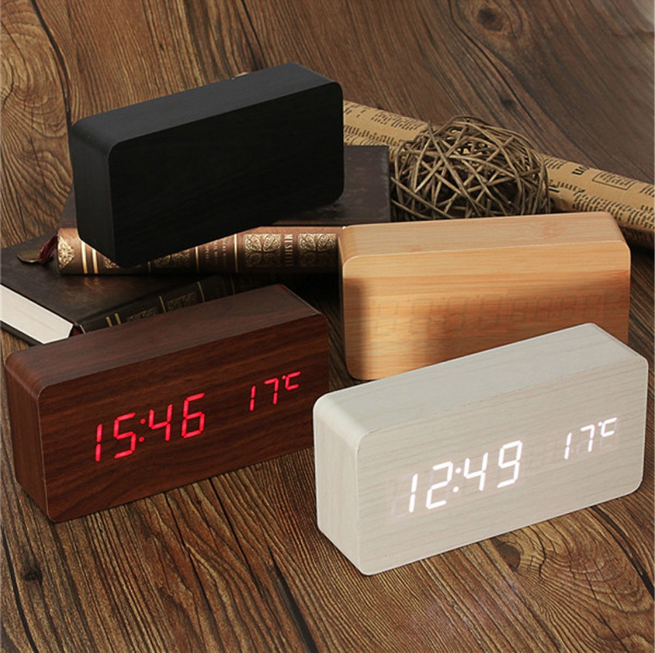 Chic Sound Control LED Wooden Clock